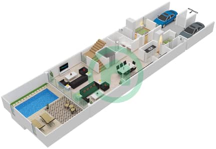 المخططات الطابقية لتصميم النموذج A تاون هاوس 4 غرف نوم - MAG City