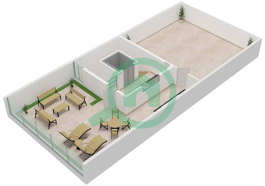 麦格之眼社区 - 4 卧室联排别墅类型A戶型图 Roof interactive3D