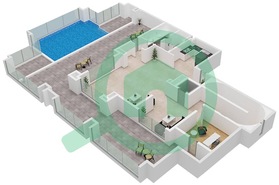 المخططات الطابقية لتصميم النموذج / الوحدة 2/513 بنتهاوس 3 غرف نوم - جروف Upper Floor interactive3D