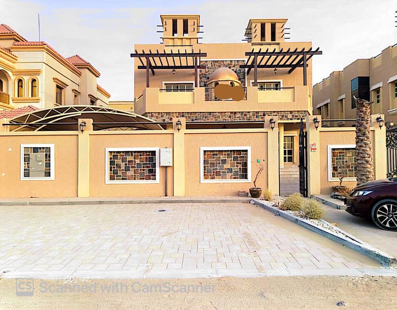 Villa for rent in Ajman, Al Rawda area, super luxe finishing The villa is on two floors, 5 master