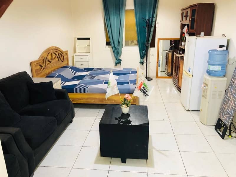 Furnished studio, very clean brushes, including all bills, close to the exit of Dubai and Sharjah