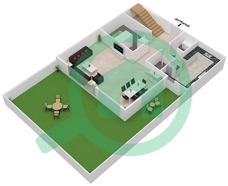 Голф Хоризон - Таунхаус 3 Cпальни планировка Тип A GROUND FLOOR Ground Floor interactive3D