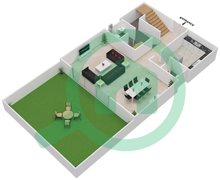 Голф Хоризон - Таунхаус  планировка Тип F-GROUND FLOOR Ground Floor interactive3D