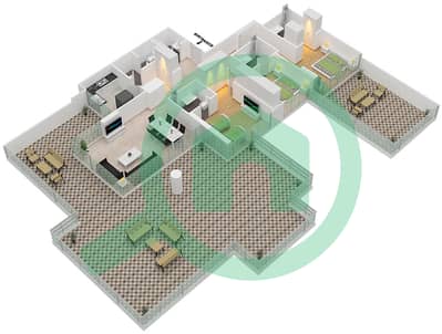 高尔夫地平线社区 - 3 卧室公寓类型J-POOL DECK戶型图