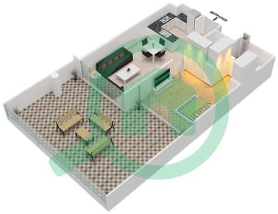المخططات الطابقية لتصميم النموذج V-POOL DECK شقة 1 غرفة نوم - جولف هوريزون