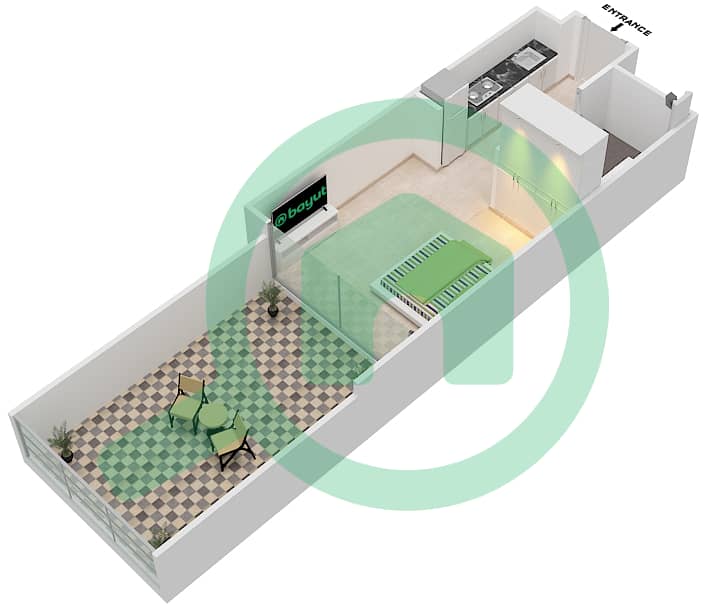 المخططات الطابقية لتصميم النموذج L-POOL DECK شقة  - جولف هوريزون Pool Deck interactive3D