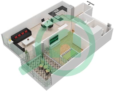 المخططات الطابقية لتصميم النموذج Q-POOL DECK شقة 1 غرفة نوم - جولف هوريزون