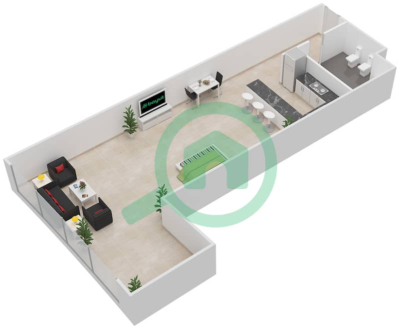 C6 Tower - Studio Apartment Type/unit 6/09 Floor plan interactive3D