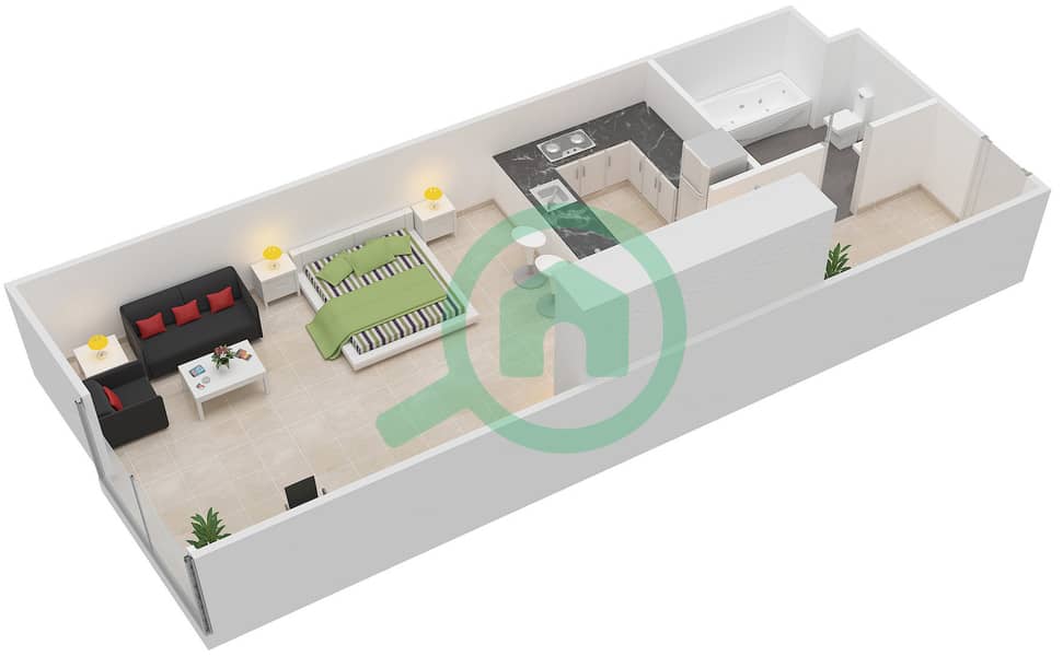 C6 Tower - Studio Apartment Type/unit 4/08 Floor plan interactive3D