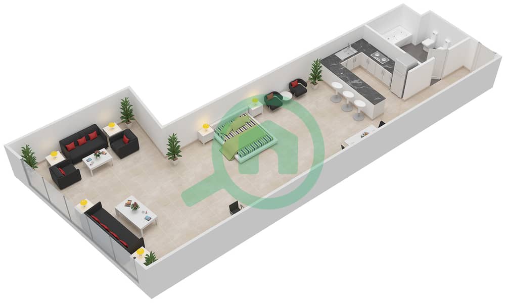 C6 Tower - Studio Apartment Type/unit 5/10 Floor plan interactive3D