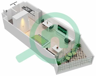 Millennium Binghatti Residences - Studio Apartment Unit 7  FLOOR 2 Floor plan