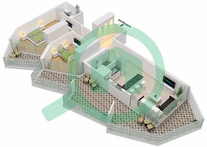 Millennium Binghatti Residences - 2 Bedroom Apartment Unit 8  FLOOR 2 Floor plan