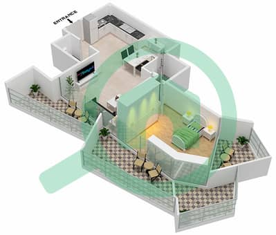 Millennium Binghatti Residences - 1 Bedroom Apartment Unit 12  FLOOR 2 Floor plan