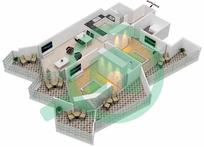 Millennium Binghatti Residences - 2 Bedroom Apartment Unit 1  FLOOR 3 Floor plan