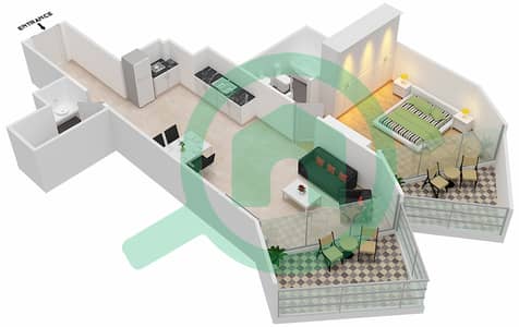 Милленниум Бингатти Резиденсес - Апартамент 1 Спальня планировка Единица измерения 3  FLOOR 3