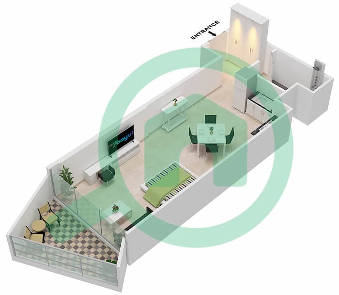 المخططات الطابقية لتصميم الوحدة 5  FLOOR 3 شقة استوديو - ميلينيوم بن غاطي ريزيدنسز Floor 3 interactive3D