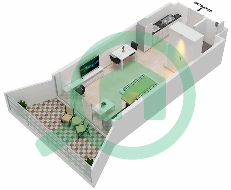 Millennium Binghatti Residences - Studio Apartment Unit 6  FLOOR 3 Floor plan Floor 3 interactive3D