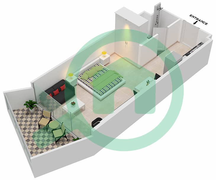 المخططات الطابقية لتصميم الوحدة 7  FLOOR 3 شقة استوديو - ميلينيوم بن غاطي ريزيدنسز Floor 3 interactive3D