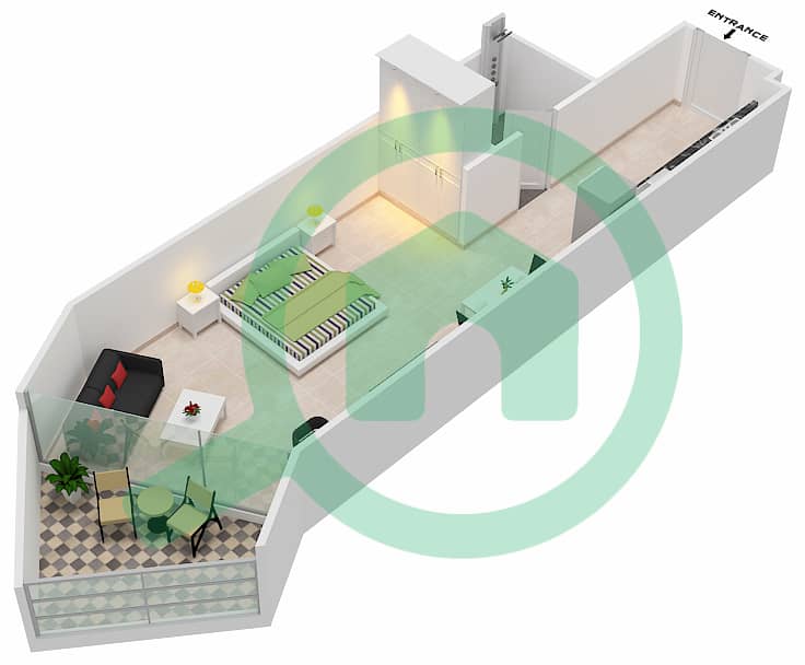 المخططات الطابقية لتصميم الوحدة 10  FLOOR 3 شقة استوديو - ميلينيوم بن غاطي ريزيدنسز Floor 3 interactive3D