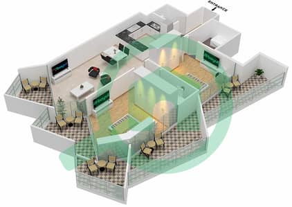 千禧年宾格蒂公馆 - 2 卧室公寓单位1  FLOOR 4戶型图