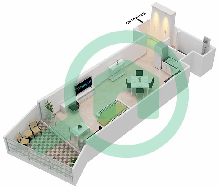 المخططات الطابقية لتصميم الوحدة 6  FLOOR 4 شقة استوديو - ميلينيوم بن غاطي ريزيدنسز Floor 4 interactive3D
