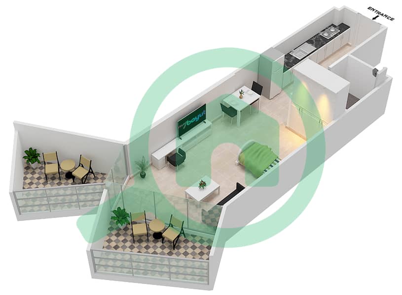 Millennium Binghatti Residences - Studio Apartment Unit 9 FLOOR 3 Floor plan Floor 3 interactive3D