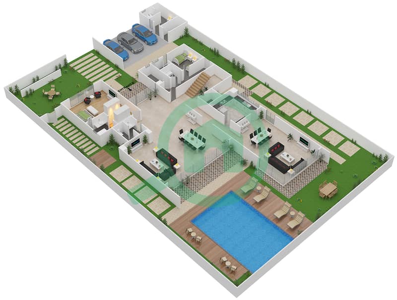 田野别墅区 - 6 卧室别墅类型VD-2戶型图 Ground Floor interactive3D