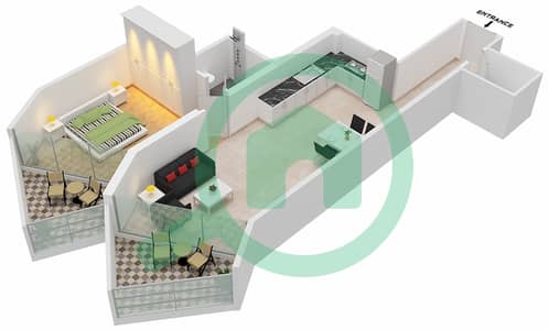 Millennium Binghatti Residences - 1 Bedroom Apartment Unit 11  FLOOR 4 Floor plan