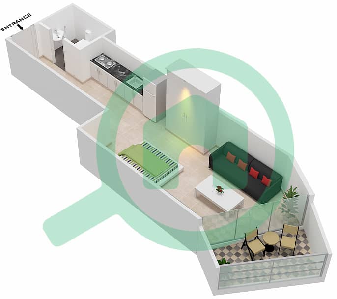 المخططات الطابقية لتصميم الوحدة 2  FLOOR 5 شقة استوديو - ميلينيوم بن غاطي ريزيدنسز Floor 5 interactive3D