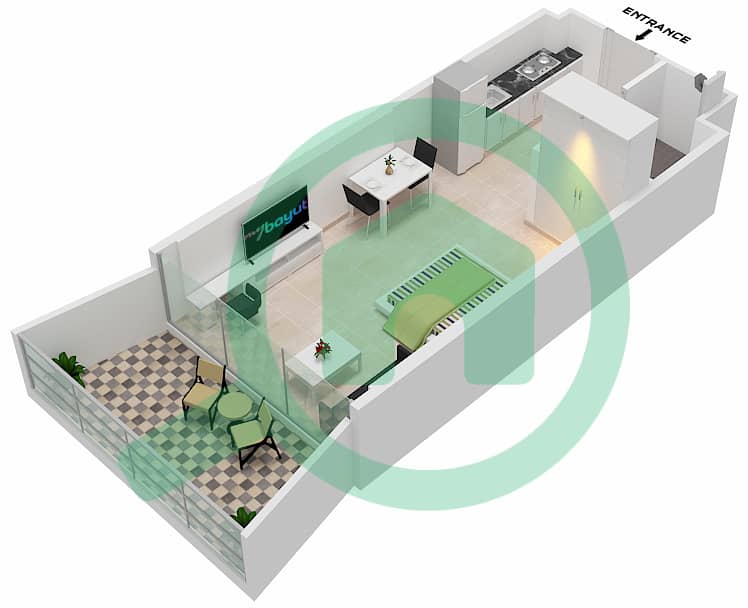 المخططات الطابقية لتصميم الوحدة 6  FLOOR 5 شقة استوديو - ميلينيوم بن غاطي ريزيدنسز Floor 5 interactive3D