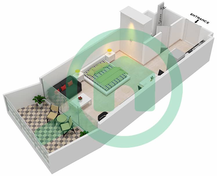 Millennium Binghatti Residences - Studio Apartment Type 7  FLOOR 5 Floor plan Floor 5 interactive3D