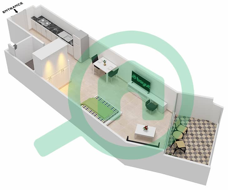 Millennium Binghatti Residences - Studio Apartment Unit 10 FLOOR 5 Floor plan Floor 5 interactive3D