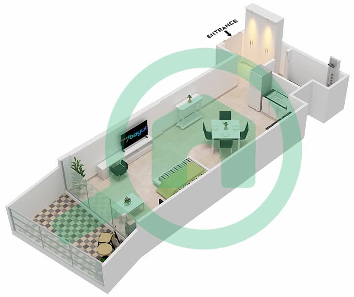 المخططات الطابقية لتصميم الوحدة 5  FLOOR 6 شقة استوديو - ميلينيوم بن غاطي ريزيدنسز Floor 6 interactive3D