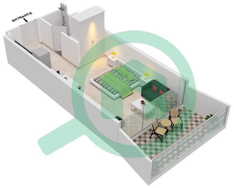 المخططات الطابقية لتصميم الوحدة 6  FLOOR 6 شقة استوديو - ميلينيوم بن غاطي ريزيدنسز Floor 6 interactive3D