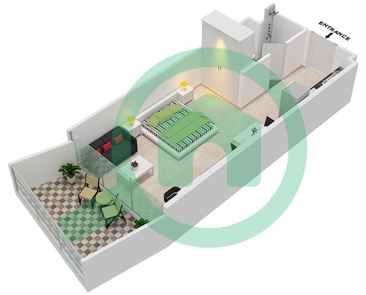 المخططات الطابقية لتصميم الوحدة 7 FLOOR 6 شقة استوديو - ميلينيوم بن غاطي ريزيدنسز Floor 6 interactive3D