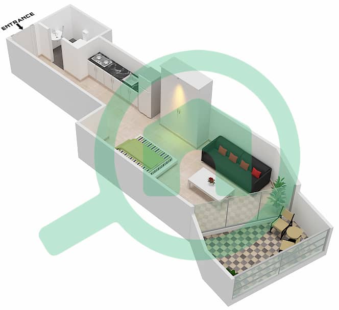 Милленниум Бингатти Резиденсес - Апартамент Студия планировка Единица измерения 2  FLOOR 7 Floor 7 interactive3D