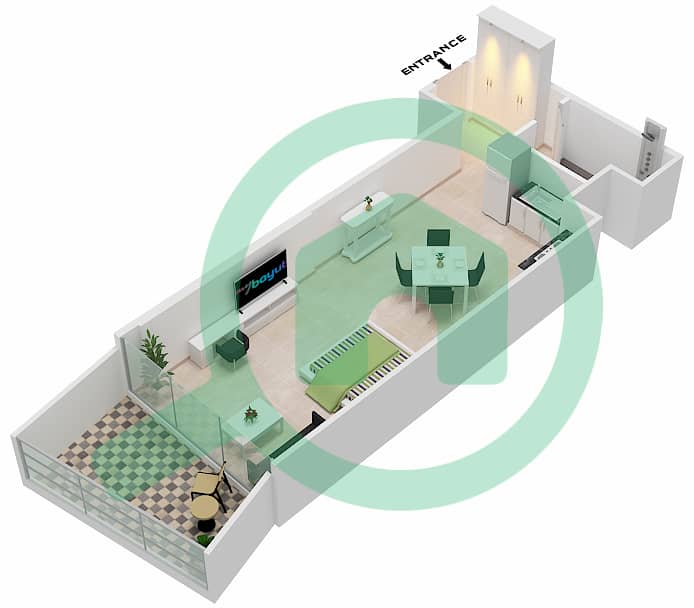 千禧年宾格蒂公馆 - 单身公寓单位5  FLOOR 7戶型图 Floor 7 interactive3D