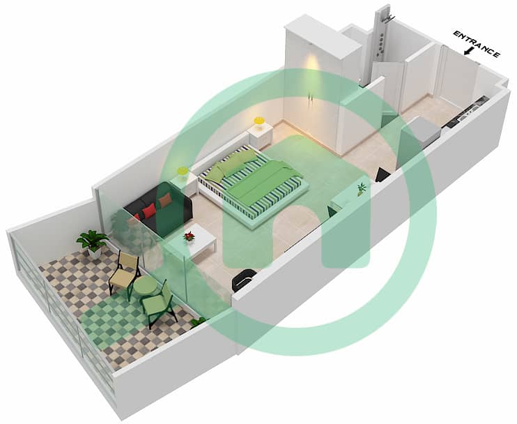 المخططات الطابقية لتصميم الوحدة 7  FLOOR 7 شقة استوديو - ميلينيوم بن غاطي ريزيدنسز Floor 7 interactive3D