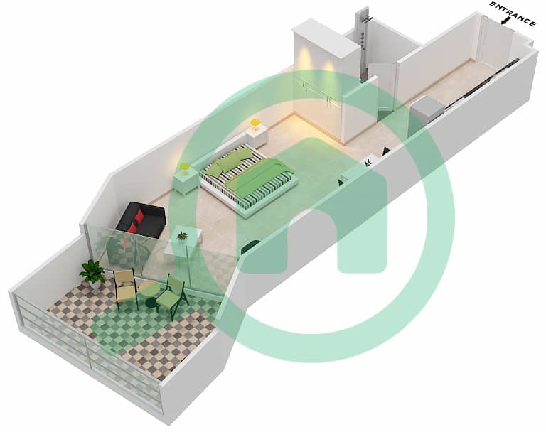 المخططات الطابقية لتصميم الوحدة 10  FLOOR 7 شقة استوديو - ميلينيوم بن غاطي ريزيدنسز Floor 7 interactive3D