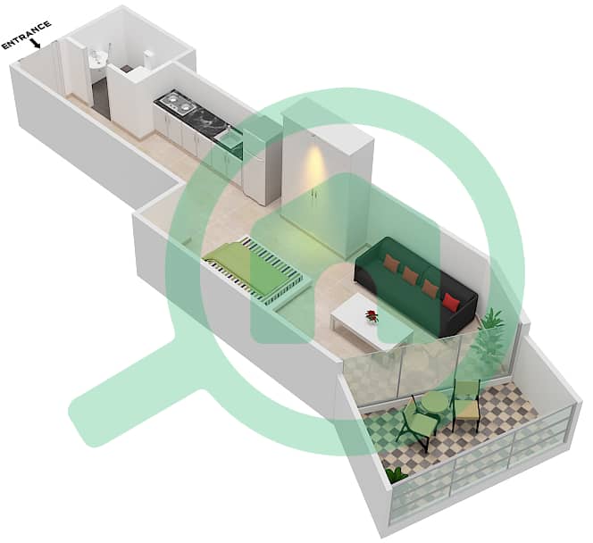 千禧年宾格蒂公馆 - 单身公寓单位2  FLOOR 8戶型图 Floor 8 interactive3D
