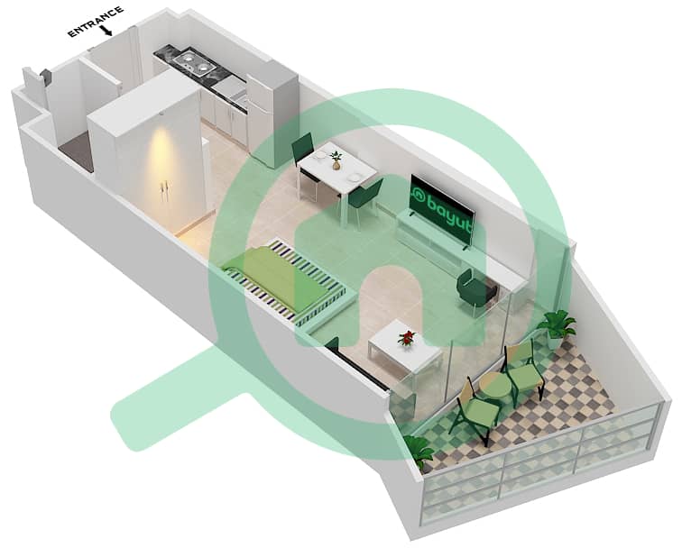 Millennium Binghatti Residences - Studio Apartment Unit 7  FLOOR 8 Floor plan Floor 8 interactive3D
