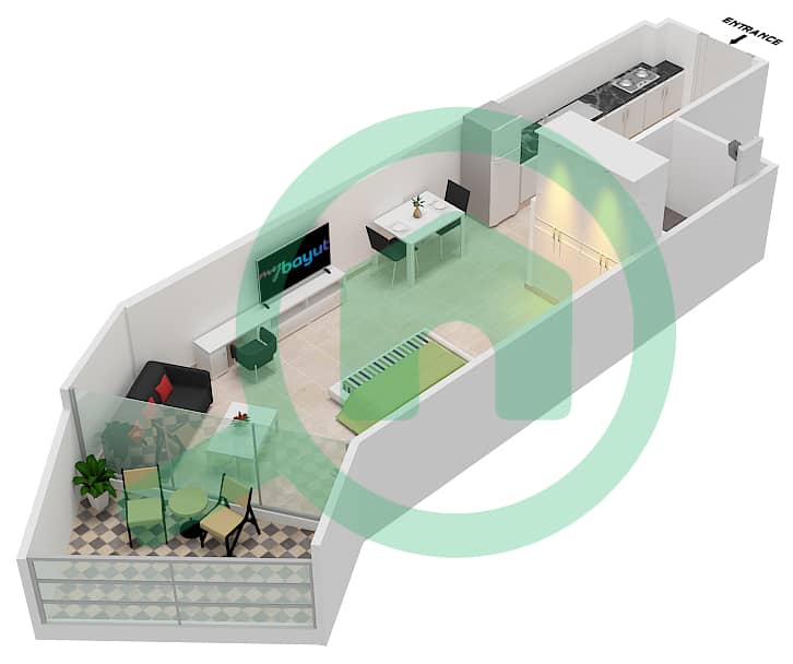 Millennium Binghatti Residences - Studio Apartment Unit 9  FLOOR 8 Floor plan Floor 8 interactive3D
