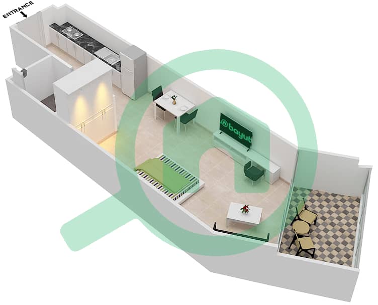 المخططات الطابقية لتصميم الوحدة 10  FLOOR 8 شقة استوديو - ميلينيوم بن غاطي ريزيدنسز Floor 8 interactive3D