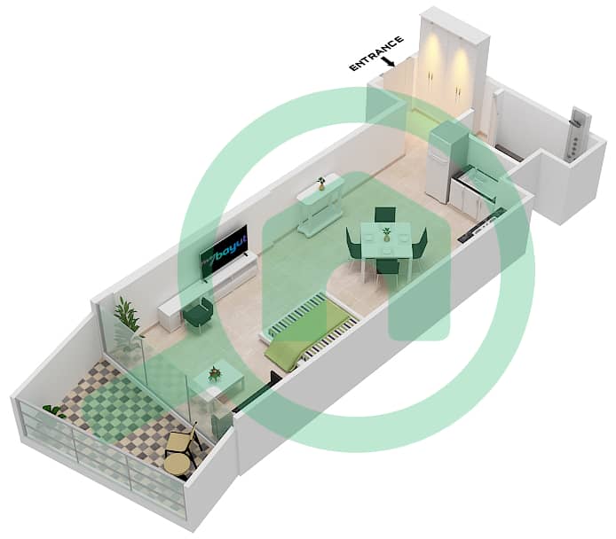 المخططات الطابقية لتصميم الوحدة 5  FLOOR 9 شقة استوديو - ميلينيوم بن غاطي ريزيدنسز Floor 9 interactive3D