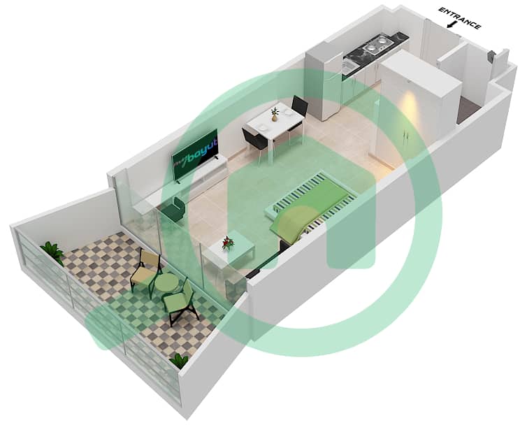 Millennium Binghatti Residences - Studio Apartment Unit 6  FLOOR 9 Floor plan Floor 9 interactive3D