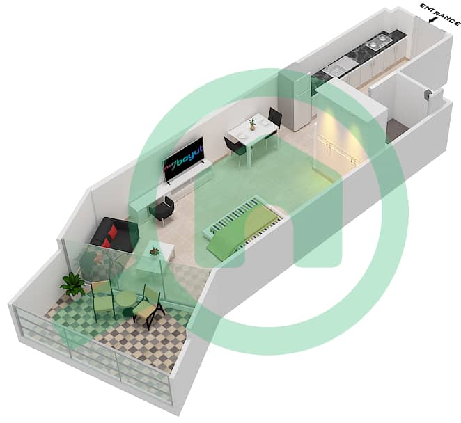 المخططات الطابقية لتصميم الوحدة 9 FLOOR 9 شقة استوديو - ميلينيوم بن غاطي ريزيدنسز Floor 9 interactive3D