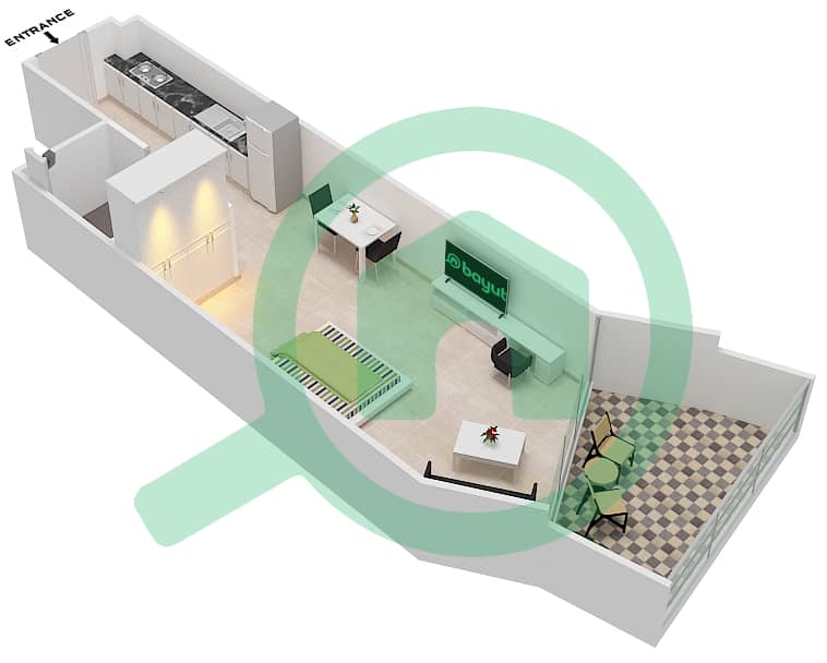 المخططات الطابقية لتصميم الوحدة 10  FLOOR 9 شقة استوديو - ميلينيوم بن غاطي ريزيدنسز Floor 9 interactive3D
