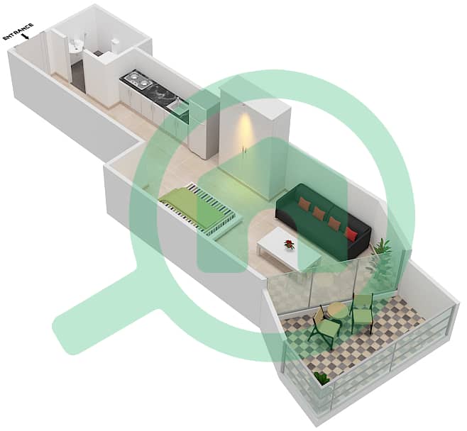 المخططات الطابقية لتصميم الوحدة 2 FLOOR 10 شقة استوديو - ميلينيوم بن غاطي ريزيدنسز Floor 10 interactive3D