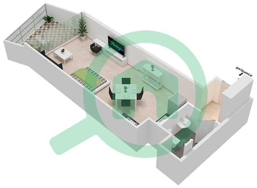 千禧年宾格蒂公馆 - 单身公寓单位5  FLOOR 10戶型图 Floor 10 interactive3D
