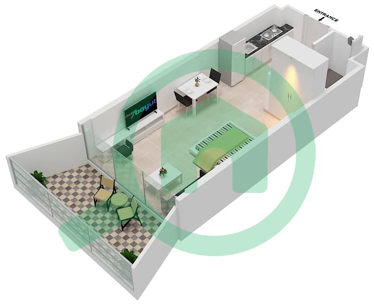 المخططات الطابقية لتصميم الوحدة 6  FLOOR 10 شقة استوديو - ميلينيوم بن غاطي ريزيدنسز Floor 10 interactive3D